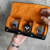 Luxury Watch Roll Case - Black&Orange