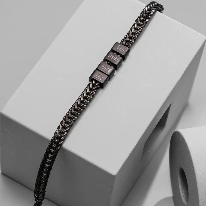 Personalized Premium Leo Bracelet  | Engrave Your Loved Ones' Names - Black