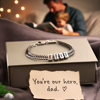 Dan Bracelet - Dad Bracelet with kid's names - Silver