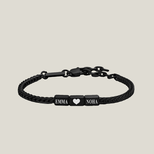 Together Forever: Men's Engraved Bracelet - Black