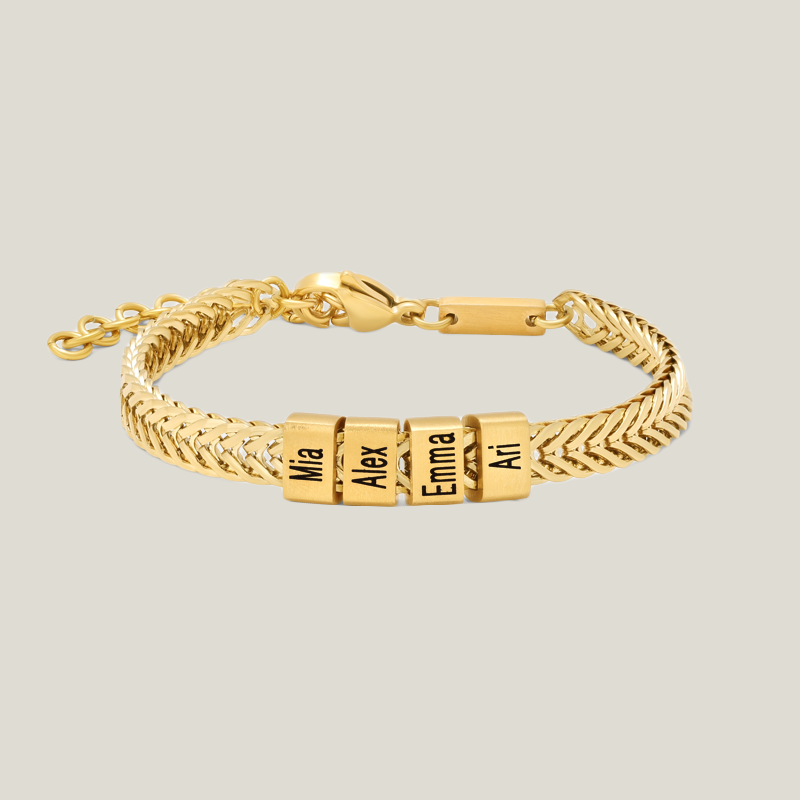 Dan Bracelet - Dad Bracelet With Kids’ Names - Gold