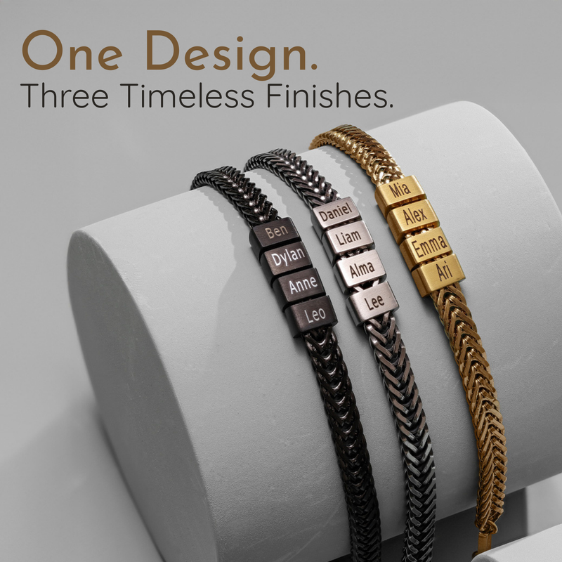 Dan Bracelet - Dad Bracelet With Kids’ Names - Gold
