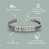 Dan Bracelet - Dad Bracelet with kid's names - Silver