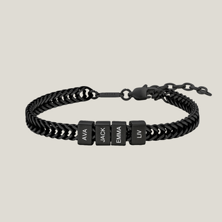 Dan Bracelet - Dad Bracelet With Kids’ Names- Black
