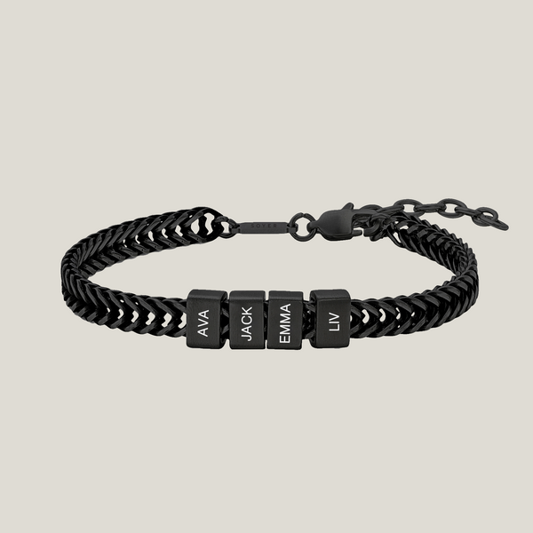 Dan Bracelet - Dad Bracelet With Kids’ Names- Black