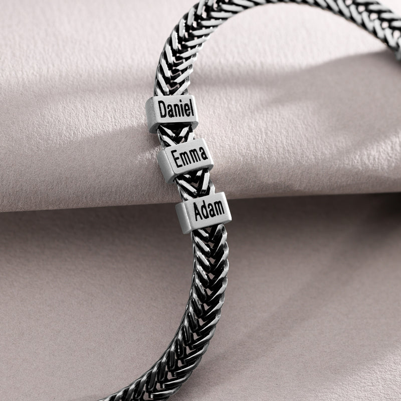 Dan Bracelet - Dad Bracelet with kid's names - Silver