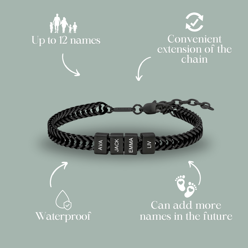 Personalized Premium Leo Bracelet  | Engrave Your Loved Ones' Names - Black