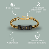 Dan Bracelet - Dad Bracelet with kid's names - Gold with Black Beads