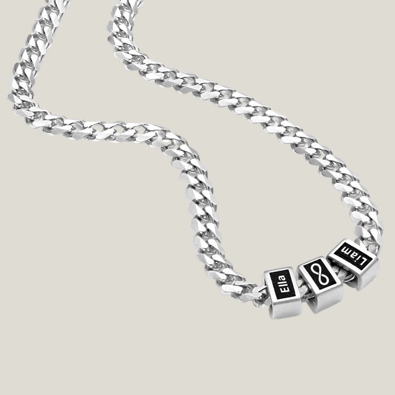 Forever Yours: Men's Engraved Necklace - Silver