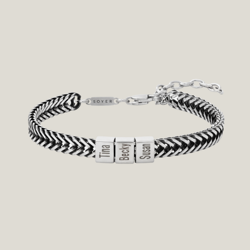 Dan Bracelet - Dad Bracelet With Kids’ Names - Silver