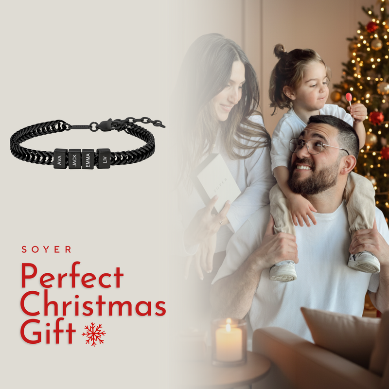 Dan Bracelet - Dad Bracelet With Kids’ Names- Black