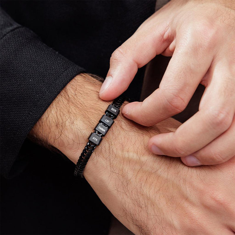 Personalized Premium Leo Bracelet  | Engrave Your Loved Ones' Names - Black