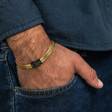 Dan Bracelet - Dad Bracelet with kid's names - Gold with Black Beads