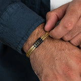 Dan Bracelet - Dad Bracelet with kid's names - Gold with Black Beads