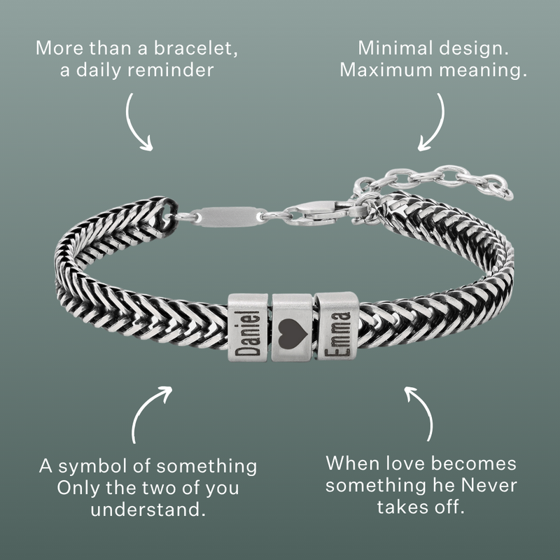 Forever Yours: Men's Engraved Bracelet - Silver