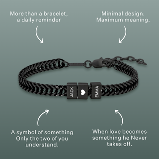 Forever Yours: Men's Engraved Bracelet - Black