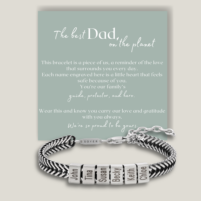 Dan Bracelet - Dad Bracelet with kid's names - Silver