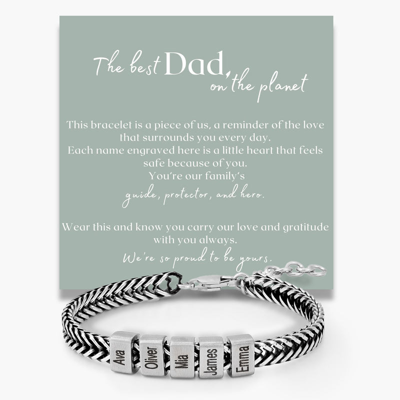 Dan Bracelet - Dad Bracelet with kid's names - Silver