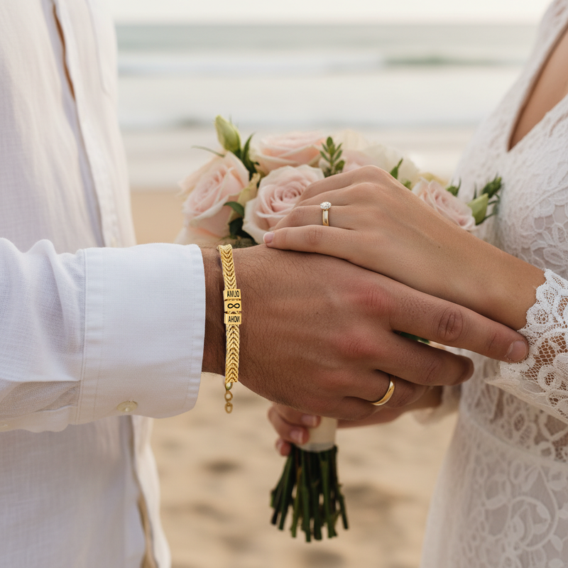 Forever Yours: Men's Engraved Bracelet - Gold