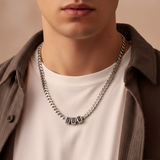 Forever Yours: Men's Engraved Necklace - Silver