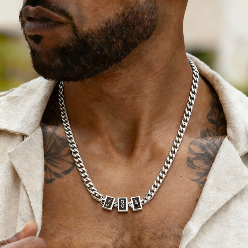 Forever Yours: Men's Engraved Necklace - Silver